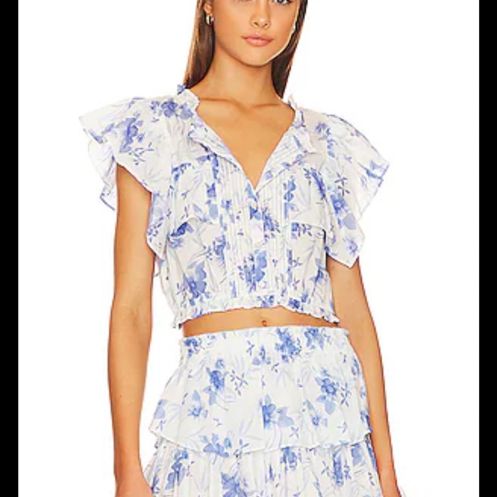 LoveShackFancy Blue and White Floral set